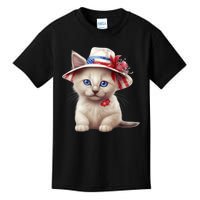 American Cat 4th Of July Cat Patriotic Cats Somali Kitten Kids T-Shirt