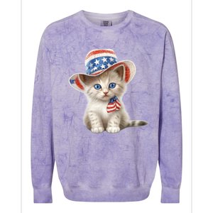 American Cat 4th Of July Cat Patriotic Cats Somali Kitten Colorblast Crewneck Sweatshirt