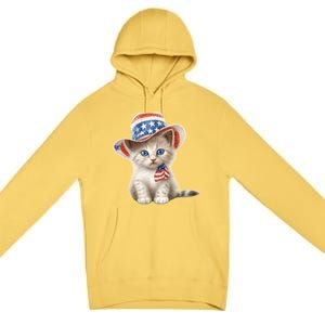 American Cat 4th Of July Cat Patriotic Cats Somali Kitten Premium Pullover Hoodie