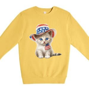 American Cat 4th Of July Cat Patriotic Cats Somali Kitten Premium Crewneck Sweatshirt