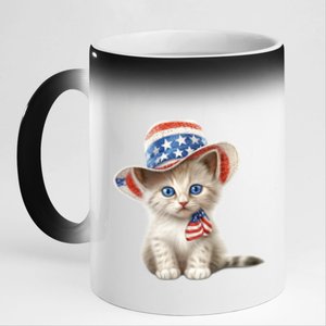 American Cat 4th Of July Cat Patriotic Cats Somali Kitten 11oz Black Color Changing Mug