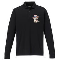 American Cat 4th Of July Cat Patriotic Cats Somali Kitten Performance Long Sleeve Polo