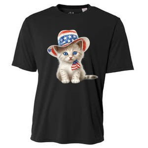 American Cat 4th Of July Cat Patriotic Cats Somali Kitten Cooling Performance Crew T-Shirt