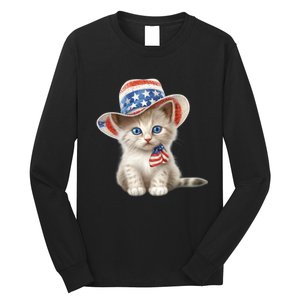 American Cat 4th Of July Cat Patriotic Cats Somali Kitten Long Sleeve Shirt