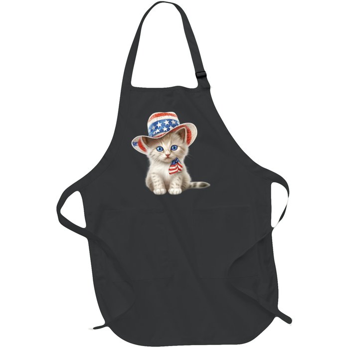 American Cat 4th Of July Cat Patriotic Cats Somali Kitten Full-Length Apron With Pockets