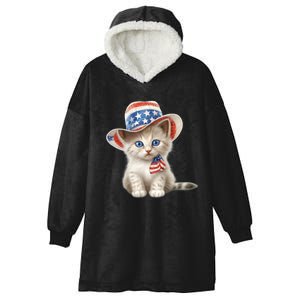 American Cat 4th Of July Cat Patriotic Cats Somali Kitten Hooded Wearable Blanket