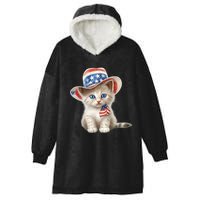 American Cat 4th Of July Cat Patriotic Cats Somali Kitten Hooded Wearable Blanket