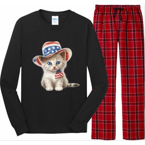 American Cat 4th Of July Cat Patriotic Cats Somali Kitten Long Sleeve Pajama Set