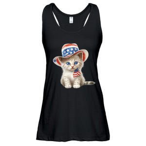 American Cat 4th Of July Cat Patriotic Cats Somali Kitten Ladies Essential Flowy Tank