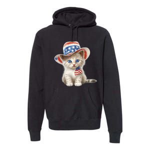 American Cat 4th Of July Cat Patriotic Cats Somali Kitten Premium Hoodie