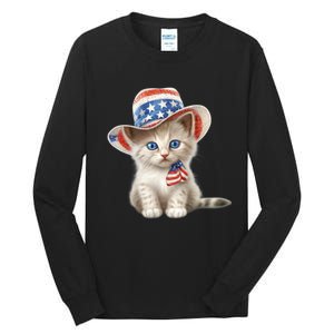 American Cat 4th Of July Cat Patriotic Cats Somali Kitten Tall Long Sleeve T-Shirt