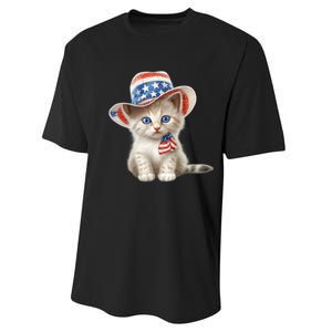 American Cat 4th Of July Cat Patriotic Cats Somali Kitten Performance Sprint T-Shirt