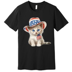 American Cat 4th Of July Cat Patriotic Cats Somali Kitten Premium T-Shirt