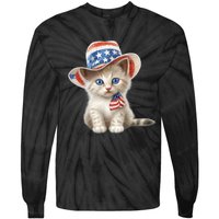 American Cat 4th Of July Cat Patriotic Cats Somali Kitten Tie-Dye Long Sleeve Shirt