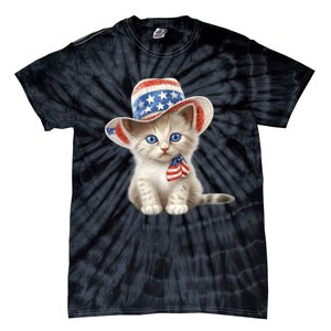 American Cat 4th Of July Cat Patriotic Cats Somali Kitten Tie-Dye T-Shirt