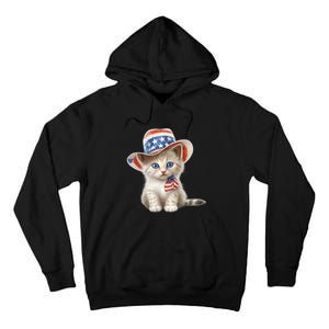 American Cat 4th Of July Cat Patriotic Cats Somali Kitten Tall Hoodie