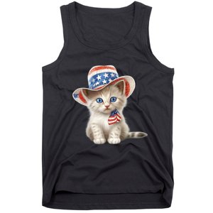 American Cat 4th Of July Cat Patriotic Cats Somali Kitten Tank Top