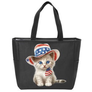 American Cat 4th Of July Cat Patriotic Cats Somali Kitten Zip Tote Bag