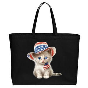 American Cat 4th Of July Cat Patriotic Cats Somali Kitten Cotton Canvas Jumbo Tote