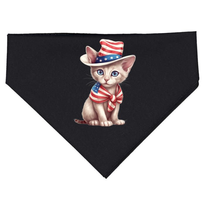 American Cat 4th Of July Cat Patriotic Cats Sphynx Kitten USA-Made Doggie Bandana