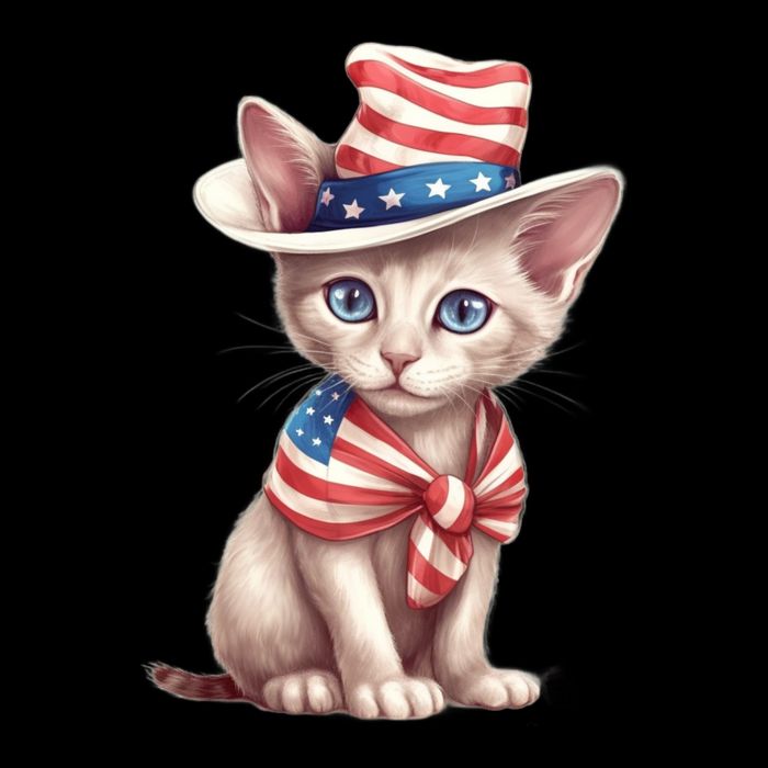 American Cat 4th Of July Cat Patriotic Cats Sphynx Kitten Flexfit Unipanel Trucker Cap