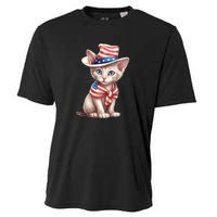 American Cat 4th Of July Cat Patriotic Cats Sphynx Kitten Cooling Performance Crew T-Shirt