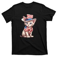 American Cat 4th Of July Cat Patriotic Cats Sphynx Kitten T-Shirt