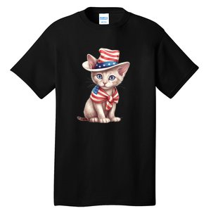 American Cat 4th Of July Cat Patriotic Cats Sphynx Kitten Tall T-Shirt