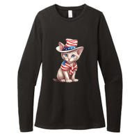 American Cat 4th Of July Cat Patriotic Cats Sphynx Kitten Womens CVC Long Sleeve Shirt