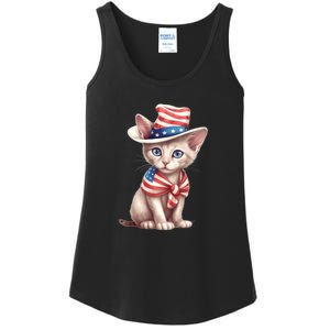 American Cat 4th Of July Cat Patriotic Cats Sphynx Kitten Ladies Essential Tank