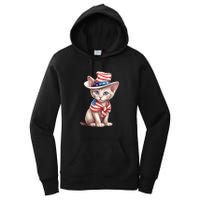 American Cat 4th Of July Cat Patriotic Cats Sphynx Kitten Women's Pullover Hoodie