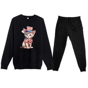 American Cat 4th Of July Cat Patriotic Cats Sphynx Kitten Premium Crewneck Sweatsuit Set