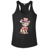 American Cat 4th Of July Cat Patriotic Cats Sphynx Kitten Ladies PosiCharge Competitor Racerback Tank