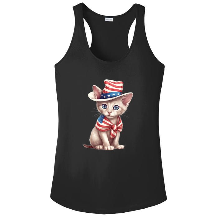 American Cat 4th Of July Cat Patriotic Cats Sphynx Kitten Ladies PosiCharge Competitor Racerback Tank