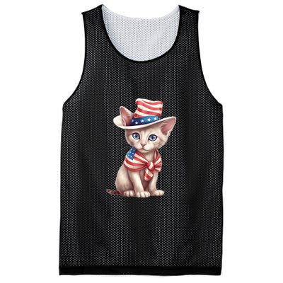 American Cat 4th Of July Cat Patriotic Cats Sphynx Kitten Mesh Reversible Basketball Jersey Tank