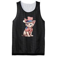 American Cat 4th Of July Cat Patriotic Cats Sphynx Kitten Mesh Reversible Basketball Jersey Tank