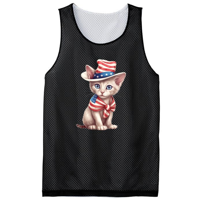 American Cat 4th Of July Cat Patriotic Cats Sphynx Kitten Mesh Reversible Basketball Jersey Tank