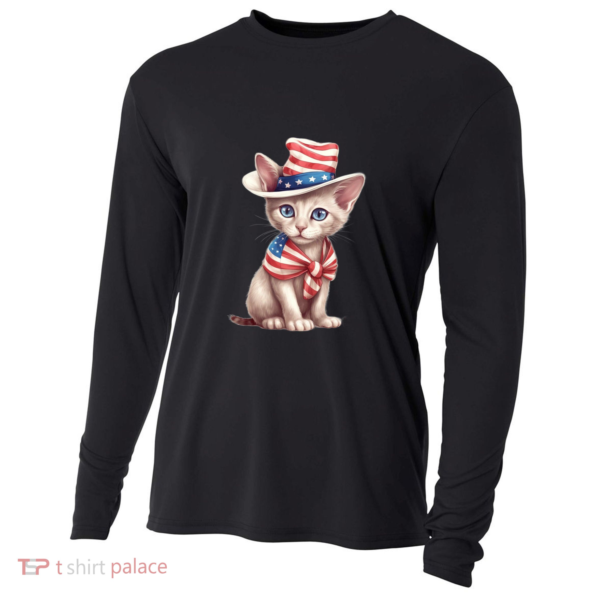 American Cat 4th Of July Cat Patriotic Cats Sphynx Kitten Cooling Performance Long Sleeve Crew
