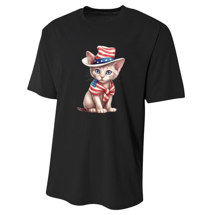 American Cat 4th Of July Cat Patriotic Cats Sphynx Kitten Performance Sprint T-Shirt