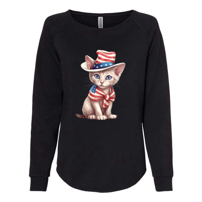 American Cat 4th Of July Cat Patriotic Cats Sphynx Kitten Womens California Wash Sweatshirt