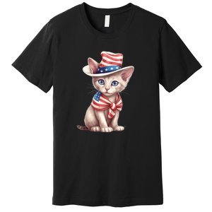 American Cat 4th Of July Cat Patriotic Cats Sphynx Kitten Premium T-Shirt