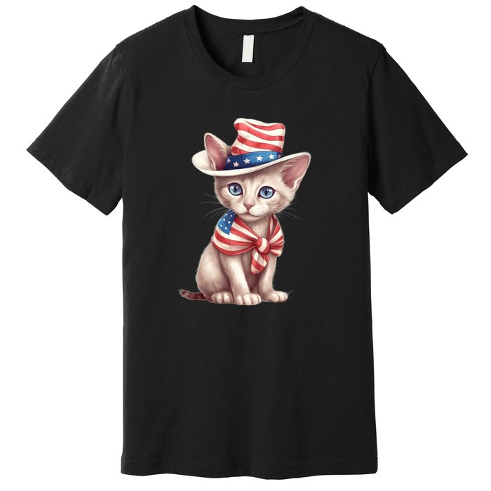 American Cat 4th Of July Cat Patriotic Cats Sphynx Kitten Premium T-Shirt