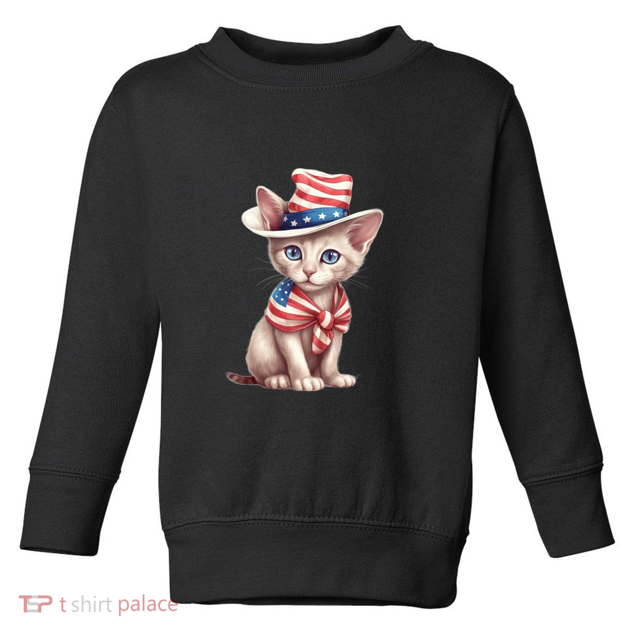 American Cat 4th Of July Cat Patriotic Cats Sphynx Kitten Toddler Sweatshirt