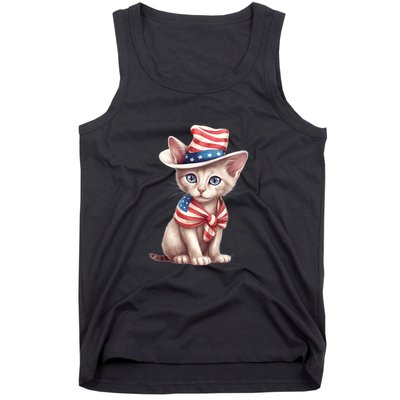 American Cat 4th Of July Cat Patriotic Cats Sphynx Kitten Tank Top