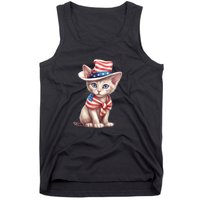 American Cat 4th Of July Cat Patriotic Cats Sphynx Kitten Tank Top