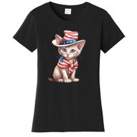 American Cat 4th Of July Cat Patriotic Cats Sphynx Kitten Women's T-Shirt