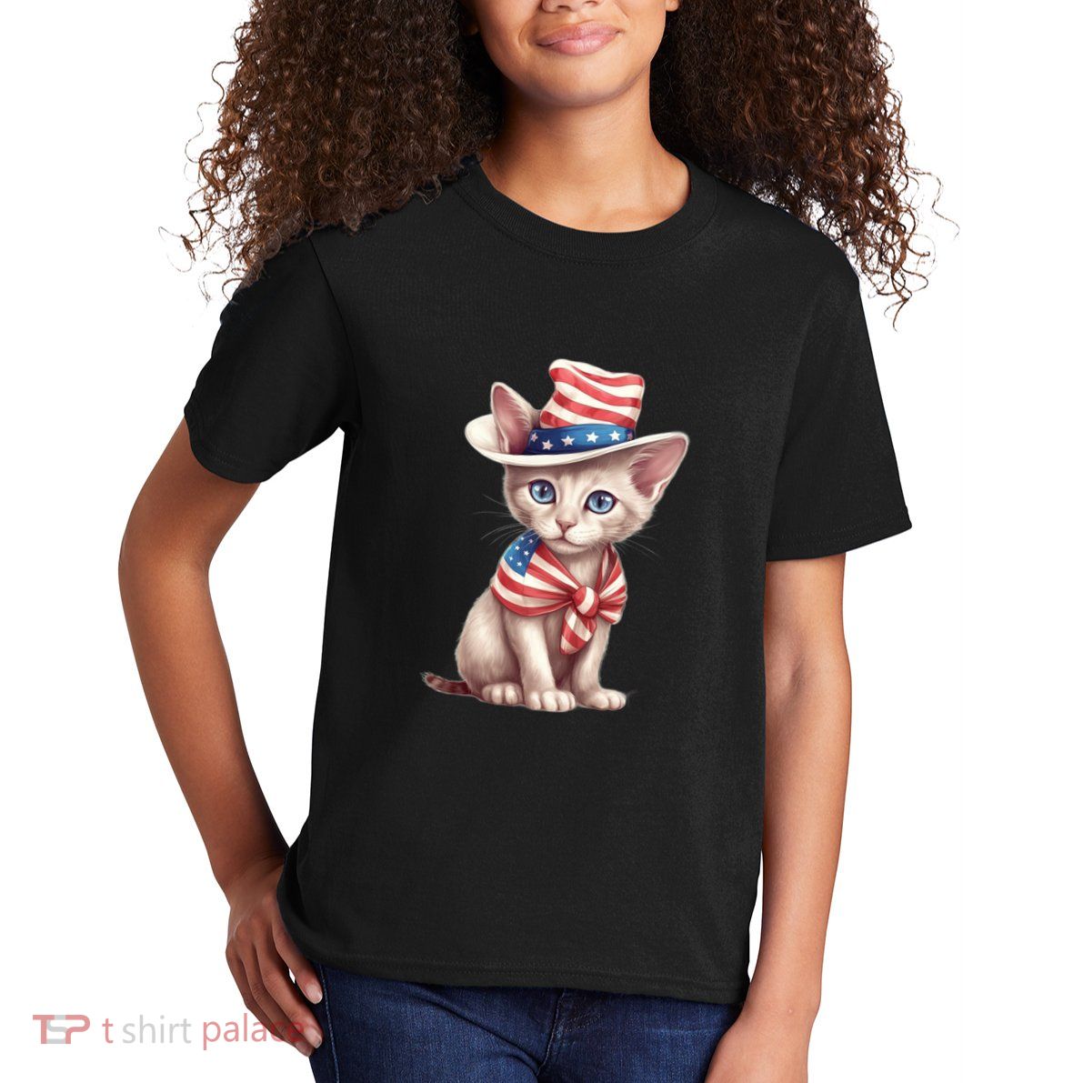American Cat 4th Of July Cat Patriotic Cats Sphynx Kitten Kids T-Shirt