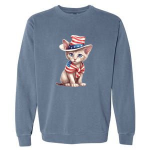 American Cat 4th Of July Cat Patriotic Cats Sphynx Kitten Garment-Dyed Sweatshirt