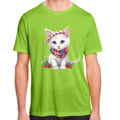 American Cat 4th Of July Cat Patriotic Cats Turkish Angora Kitten Adult ChromaSoft Performance T-Shirt