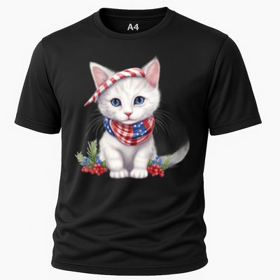 American Cat 4th Of July Cat Patriotic Cats Turkish Angora Kitten Performance Shirt